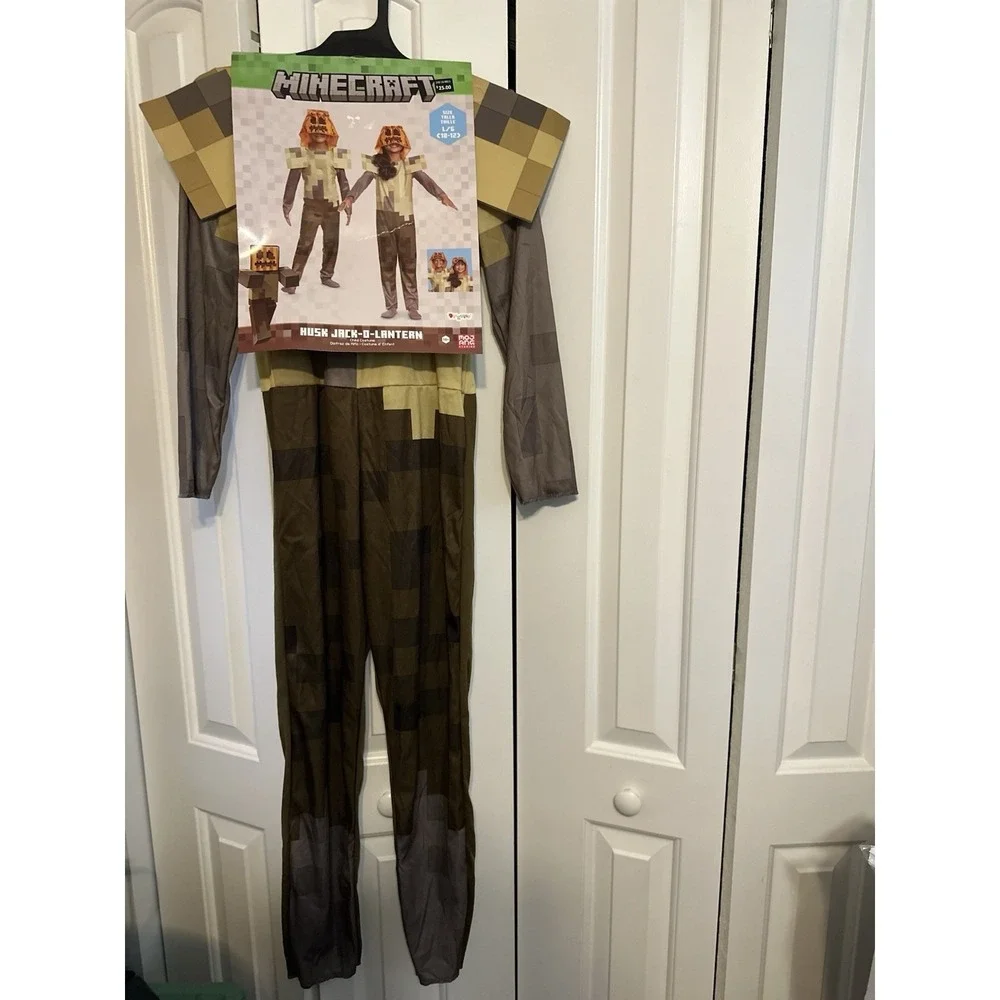 Husk Jack O'Lantern Hooded Jumpsuit Classic Child Costume Minecraft  L 10-12 NWT